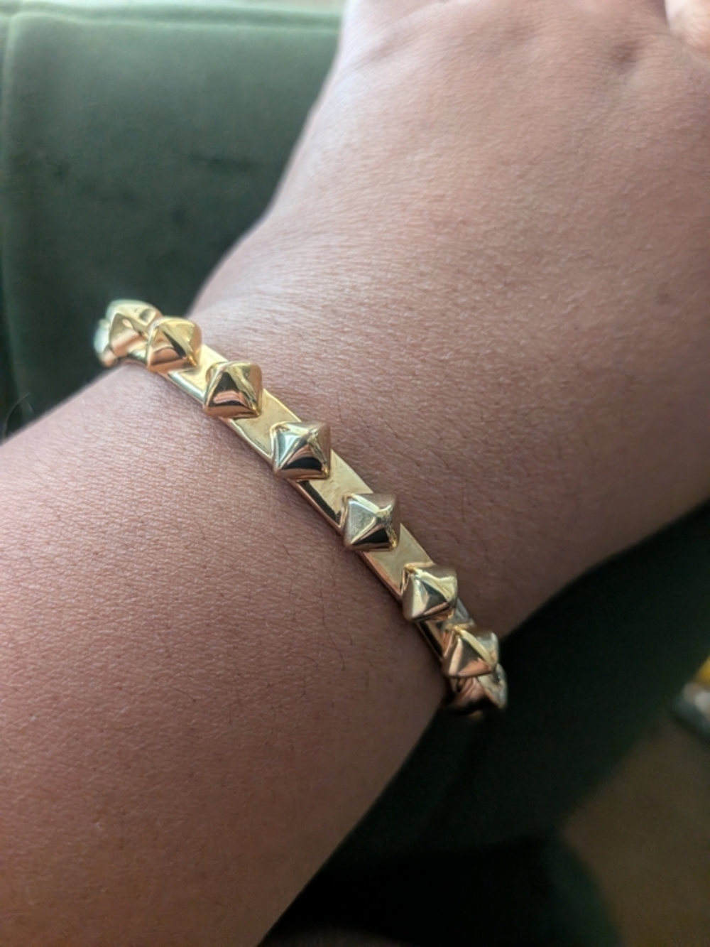 Stella & Dot Gold Pyramid Spikes Metal Cuff Bracelet